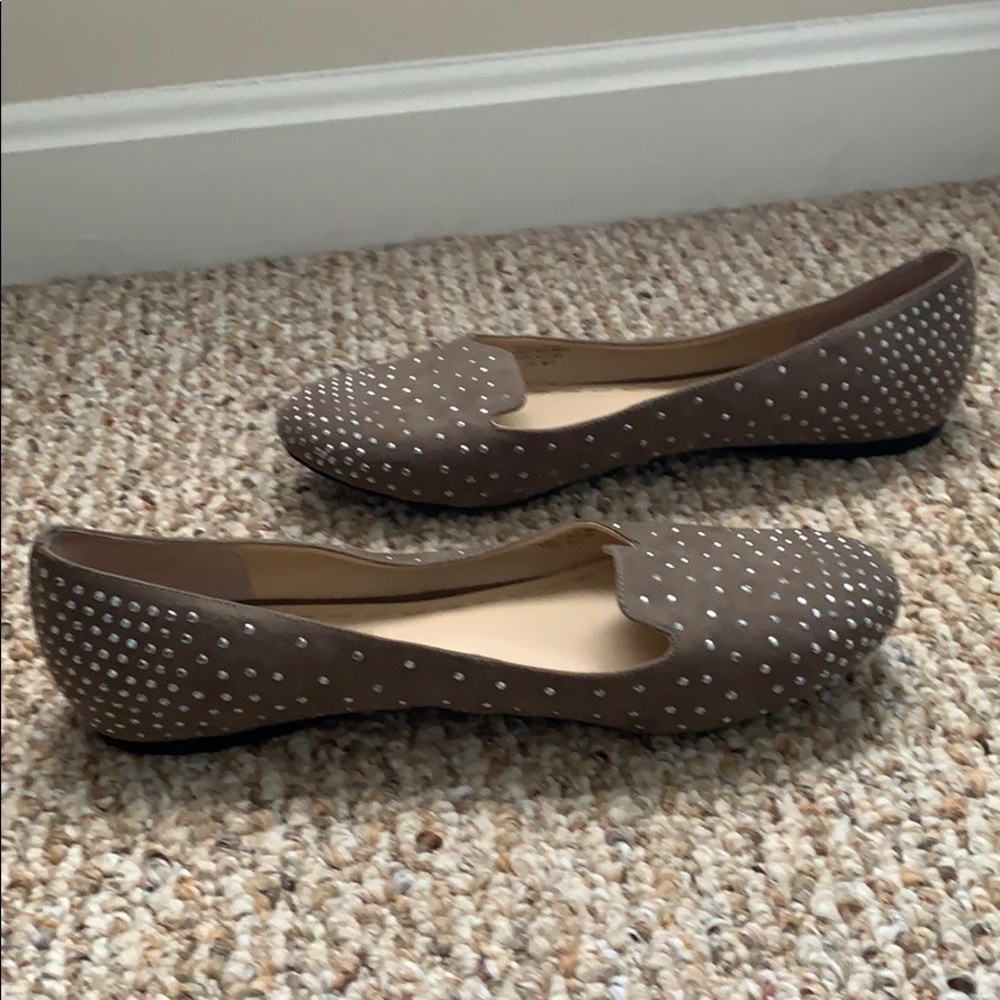 Embellished suede flats